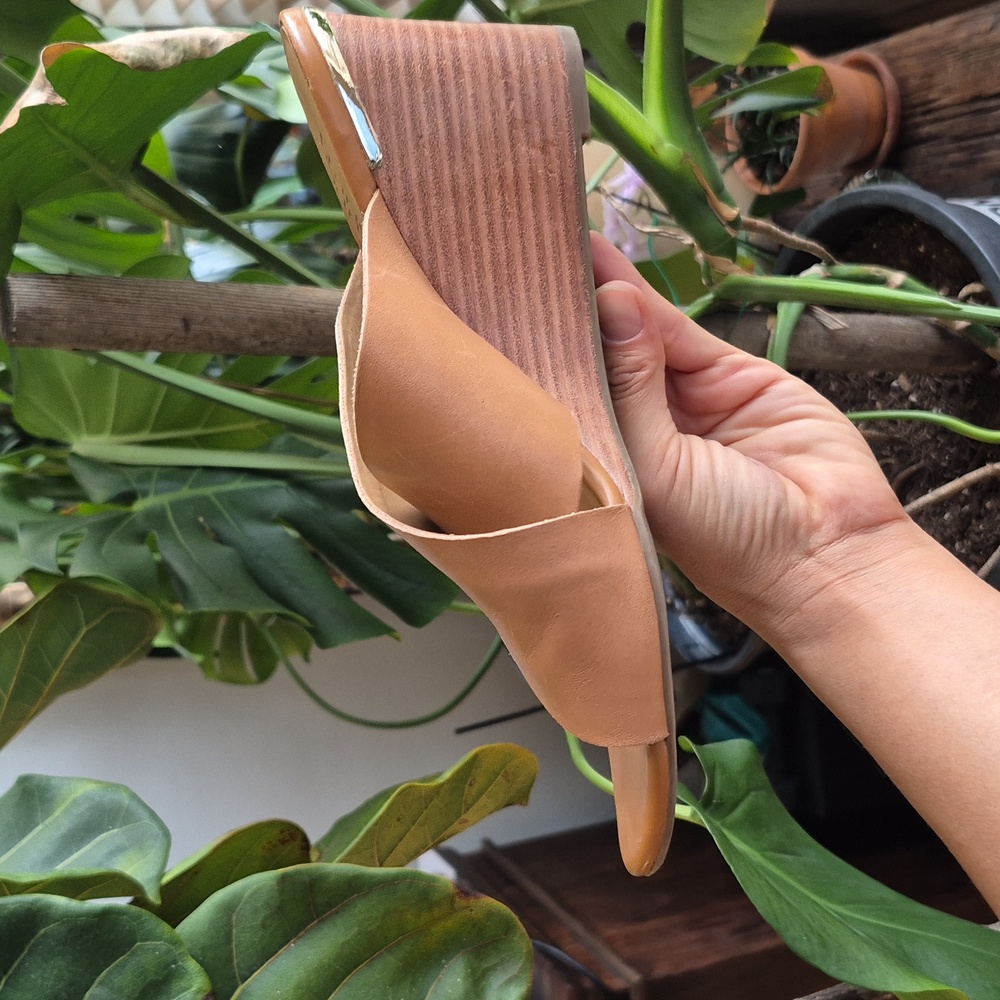 Franco Sarto Light Brown Leather Thick Strap Wedges - Picture 8 of 11